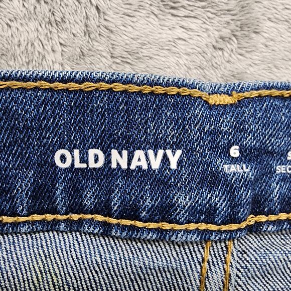Old Navy Jeans Womens 6 TALL Blue Destroyed Extra High Rise Sky High Straight‎ - Picture 8 of 16